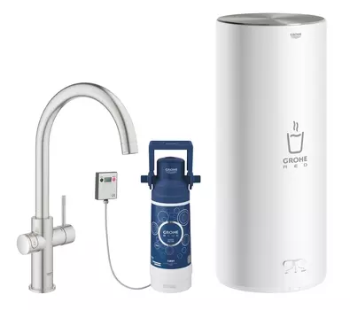Комплект со смесителем для кухни GROHE Red Duo New, бойлер L-size, суперсталь (30079DC1)