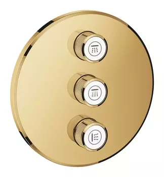 Комплект верхней монтажной части для вентиля GROHE Grohtherm SmartControl на три выхода, круглая розетка, холодный рассвет глянец (29122GL0)