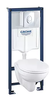 Набор инсталляция GROHE Solido с подвесным унитазом Lecico Perth и панелью смыва Skate Air, хром (39192000)