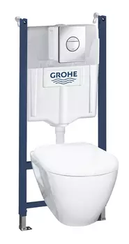 Набор инсталляция GROHE Solido с подвесным унитазом Serel и панелью смыва Nova Cosmopolitan, хром (38973000)