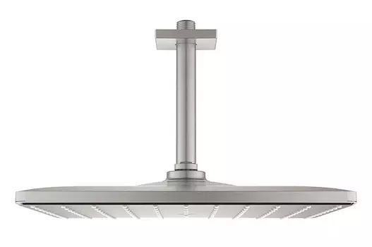 Набор: верхний душ GROHE Rainshower 310 Mono , квадратный, 1 режим струи, 9.5 л/мин и потолочный душевой кронштейн 142 мм, суперсталь (26566DC0)