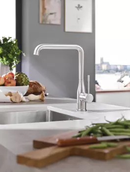 Смеситель для кухни GROHE Essence+ с высоким изливом, суперсталь (30269DC0)