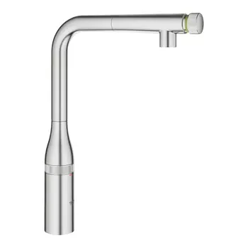 Смеситель для кухни GROHE Essence SmartControl с выдвижным L-образным изливом, суперсталь (31615DC0)