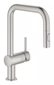 Смеситель для кухни GROHE Minta, выдвижной излив, суперсталь (32322DC2)