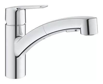 Смеситель для кухонной мойки GROHE Start, низкий выдвижной излив, подвод 3/8, хром (30531001)