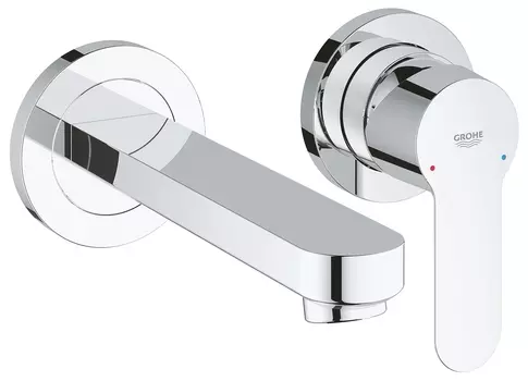 Смеситель для раковины GROHE BauEdge на два отверстия, встраиваемая часть в комплекте, хром (20474000)