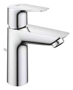 Смеситель для раковины GROHE BauEdge с ограничителем температуры и рычажным донным клапаном, размер M, хром (23902001)