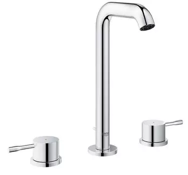 Смеситель для раковины GROHE Essence+ на 3 отверстия с донным клапаном и высоким изливом, хром (20299001)