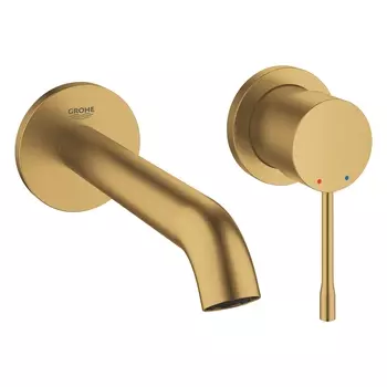 Смеситель для раковины GROHE Essence+ настенный, внешняя монтажная часть на два отверстия, холодный рассвет матовый (19408GN1)