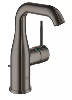 Смеситель для раковины GROHE Essence+ с донным клапаном и средним изливом, темный графит глянец (23462A01)
