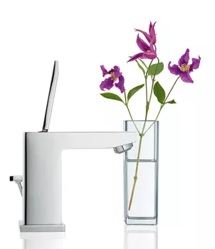 Смеситель для раковины GROHE Eurocube Joy с донным клапаном, низкий излив, хром (23654000)