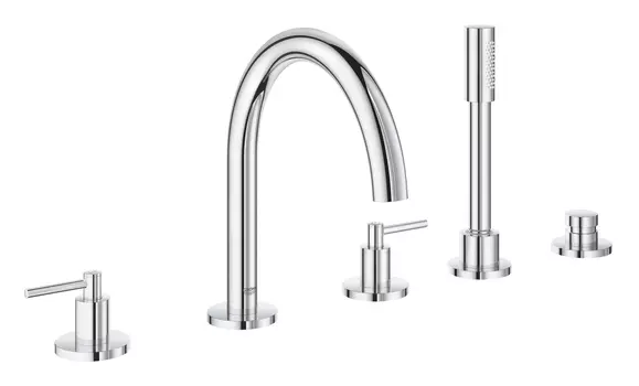 Смеситель для ванны GROHE Atrio New на 5 отверстий с ручным душем и переключателем, хром (19922003)