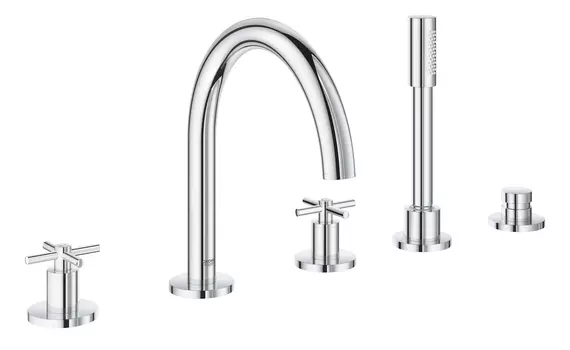 Смеситель для ванны GROHE Atrio New с душевым гарнитуром (на бортик ванны), 5 отверстий, хром (19923003)