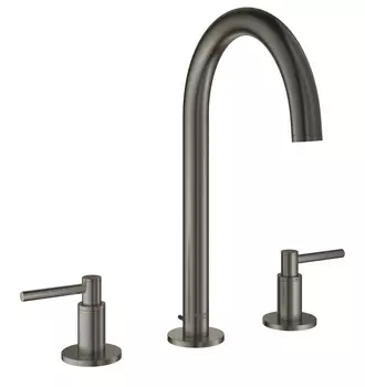 Смеситель GROHE Atrio New двухвентильный для раковины на 3 отверстия, монтаж на бортик, темный графит матовый (20009AL3)