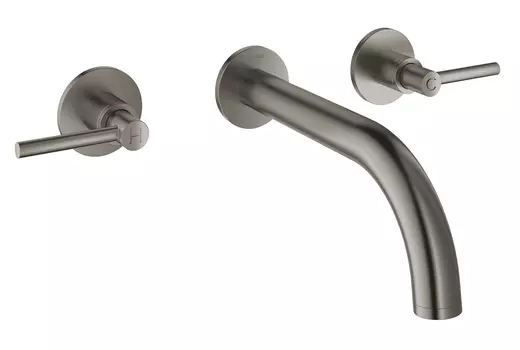 Смеситель GROHE Atrio New двухвентильный для раковины на 3 отверстия, настенный монтаж, темный графит матовый (20169AL3)