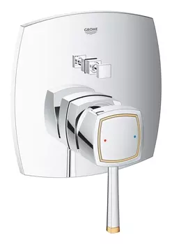 Смеситель однорычажный для ванны GROHE Grandera, квадратная розетка, хром золото (24068IG0)