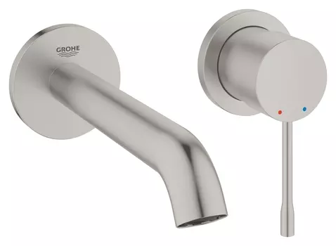 Внешняя часть смесителя GROHE Essence New для раковины, настенный монтаж, на два отверстия, суперсталь (19408DC1)