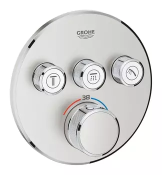 Внешняя часть термостатического смесителя для ванны/душа GROHE Grohtherm SmartControl на 3 положения, суперсталь (29121DC0)