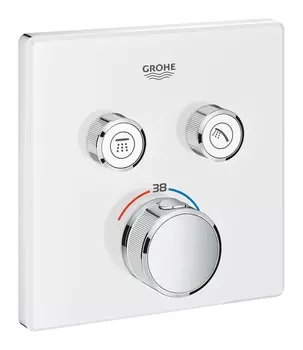 Внешняя часть термостатического смесителя на 2 выхода GROHE Grohtherm SmartControl, белая луна (29156LS0)