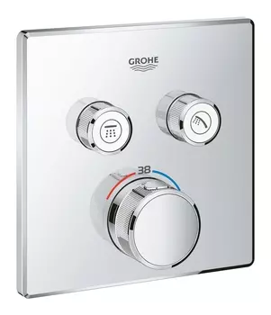 Внешняя часть термостатического смесителя на 2 выхода GROHE Grohtherm SmartControl, хром (29124000)