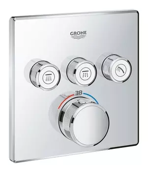 Внешняя часть термостатического смесителя на 3 выхода GROHE Grohtherm SmartControl, хром (29126000)