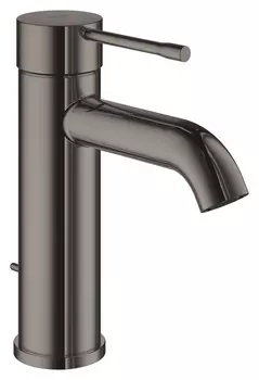 Смеситель для раковины GROHE Essence New с донным клапаном, темный графит глянец (23589A01)