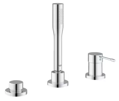 Смеситель для ванны GROHE Essence+ на 3 отверстия с душевым гарнитуром (на бортик ванны, без излива), хром (19976001)