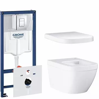 Унитаз подвесной безободковый GROHE Euro Ceramic с сиденьем с микролифтом (NW0011-1)
