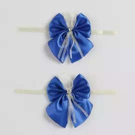 Бант-бабочка свадебный для декора, атласный, 2 шт, синий