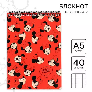 Блокнот а5, на гребне, 40 листов, минни маус