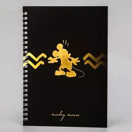 Тетрадь а5 на гребне, в твердой обложке с тиснением, 60 листов, mickey mouse