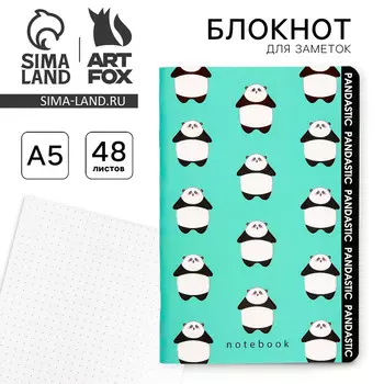 Блокнот а5, 48 л., в точку, обложка софт-тач, panda