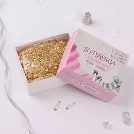 Булавки английские, 22 мм, 2000 шт., цвет золотой