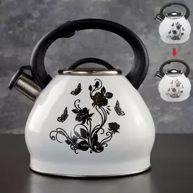 Чайник со свистком доляна magic flore, 3 л, с индикатором нагрева, индукция