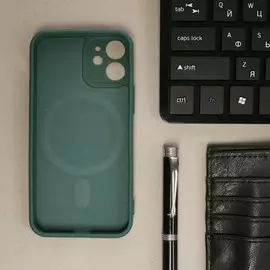 Чехол luazon для iphone 12 mini, поддержка magsafe, силиконовый, темно-зеленый