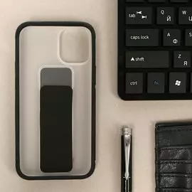 Чехол luazon для iphone 12 mini, с ремешком-подставкой, пластиковый, черный