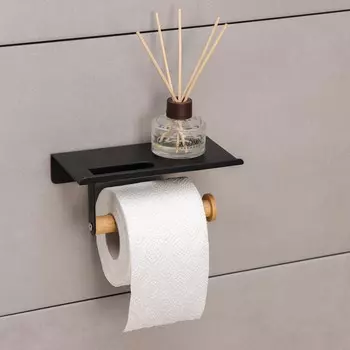 Держатель для туалетной бумаги с полочкой stlz bamboo, 189.77.5 см, черный