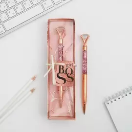 Фигурная ручка в подарочной коробке girl boss, металл