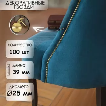 Гвозди тундра, декоративные, обивочные, 2539 мм, золото, 100 шт.