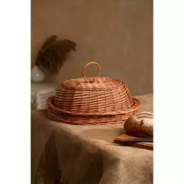 Хлебница плетёная, с крышкой, натуральная, 44х33х16 см
