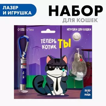Игрушка для кошек лазер+мышь