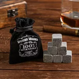 Камни для виски в холщовом мешке