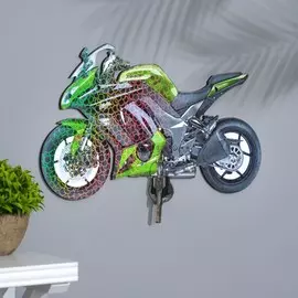 Ключница на стену зеленый мотоцикл,40х22,5х0,5 см