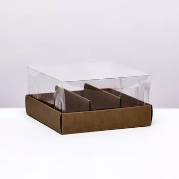 Кондитерская коробка складная под 3 эклера, крафт, 13.513.57 см