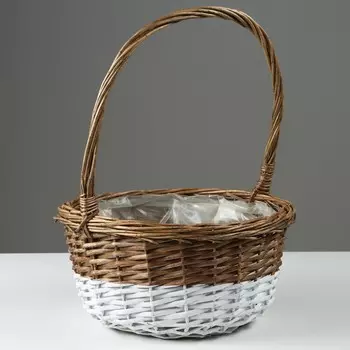 Корзина плетеная, 30 х 16/39 см, медовый/белый, ива