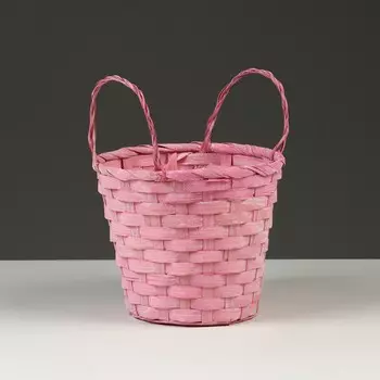 Корзина плетеная, d16 х 13,5 х 20 см, розовая, бамбук