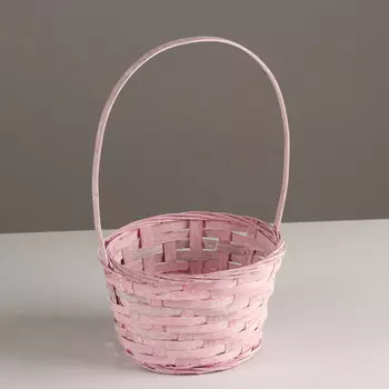 Корзина плетеная, d16х10хh32см, розовый, бамбук