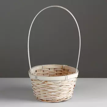 Корзина плетеная, d17x10,5хh33см, белый, бамбук