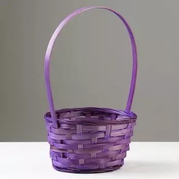 Корзина плетеная, d19 х 9,5 х 32 см, фиолетовая, бамбук