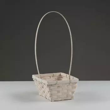 Корзина плетеная, d19 x 14,5 х 9/37 см, белая, бамбук